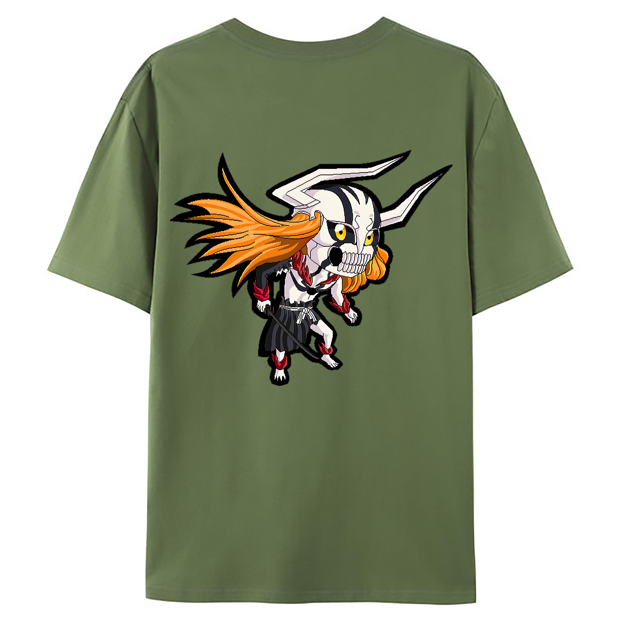 （画像用） ブリーチ 黒崎一護（くろさき いちご）BLEACH Kurosaki Ichigo 綿100％ メンズ半袖Tシャツ（バックプリント） 通気性
